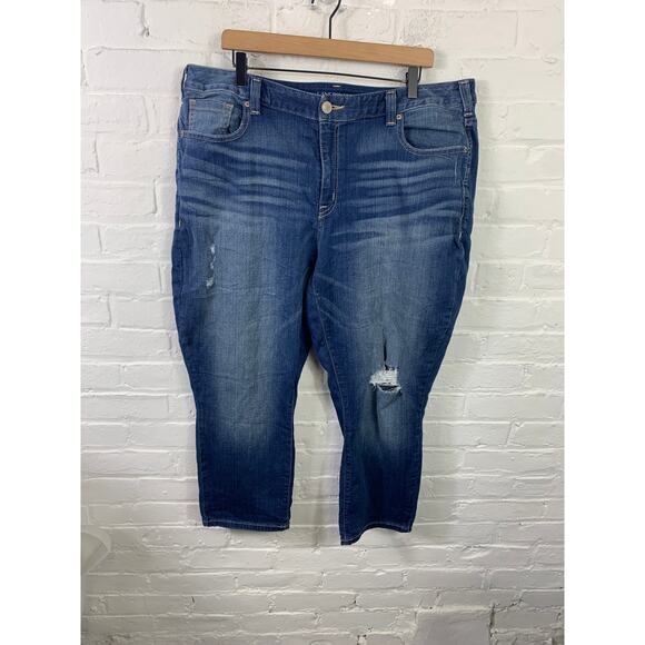 Lane Bryant Women's Boyfriend Capri Leg Jeans Denim Stretch Blue Size 22 - Picture 1 of 4